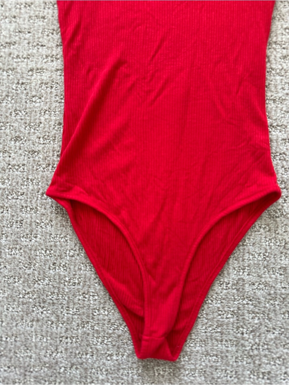 Classic Red Ribbed One-Piece Bodysuit - Picture 2 of 6